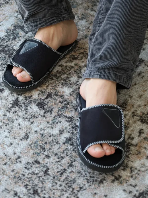 HoboCraft Мужские комнатные тапочки, черный, фото 3
