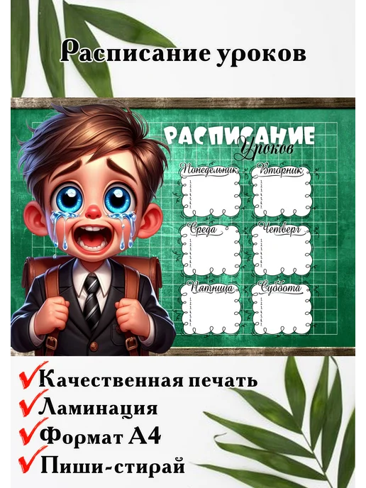 Расписание уроков, зеленый