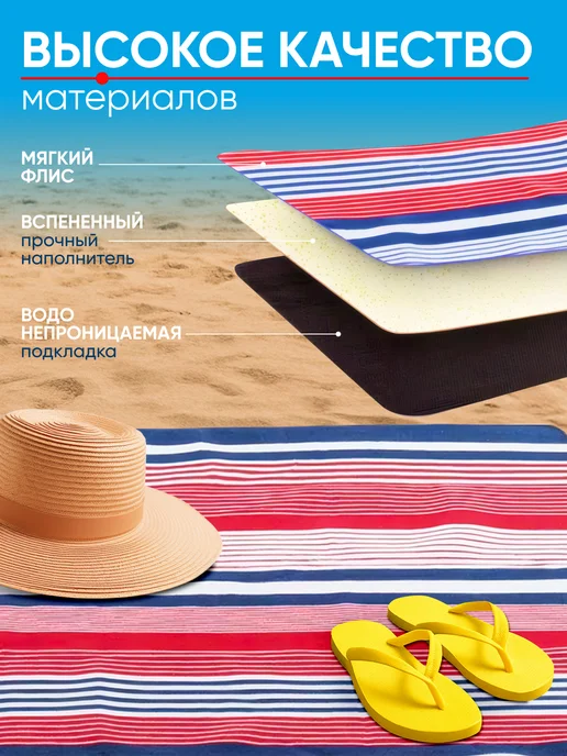 Kitome Пляжный коврик складной для пикника Флис, синий, фото 6