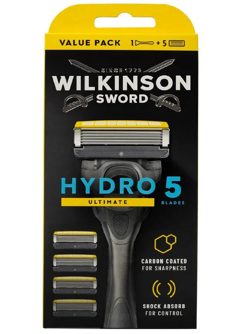 Schick Бритвенный мужской станок с 5 кассетами Hydro 5 ultimate, желтый, фото 2