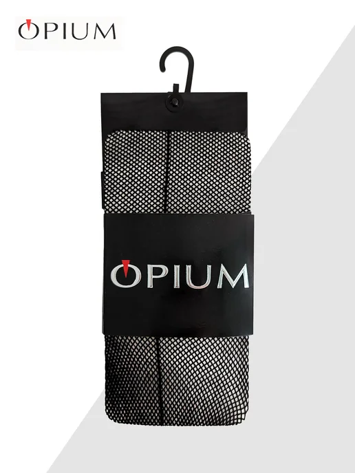 OPIUM Чулки в сетку кружевные со швом, черный, фото 6