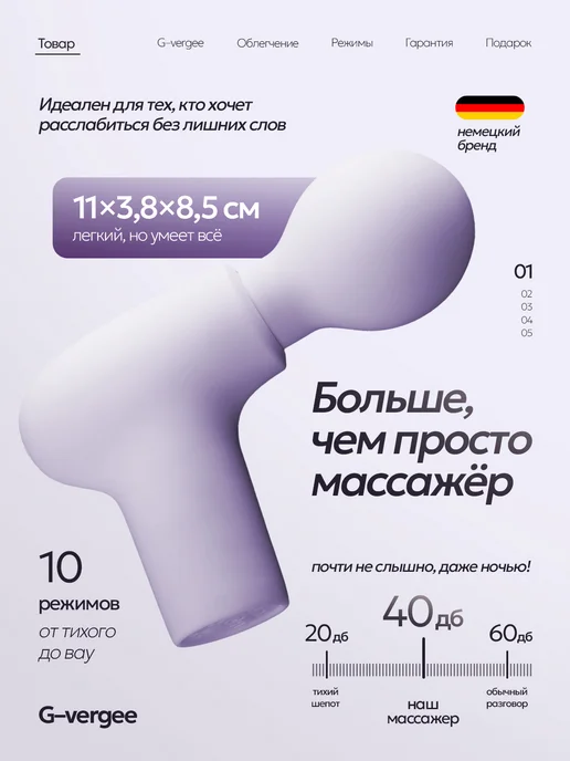 G-vergee Мощный массажер, мини, фиолетовый