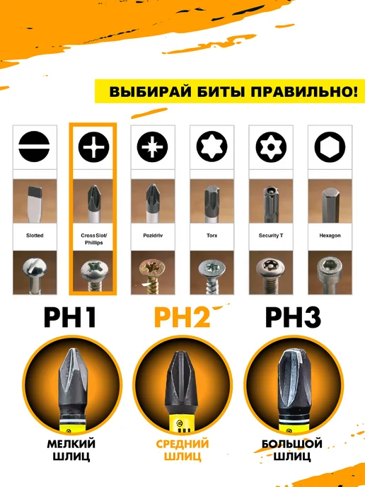 Skole Биты для шуруповерта удлиненные магнитные PH2 150 мм импакт, черный, фото 2