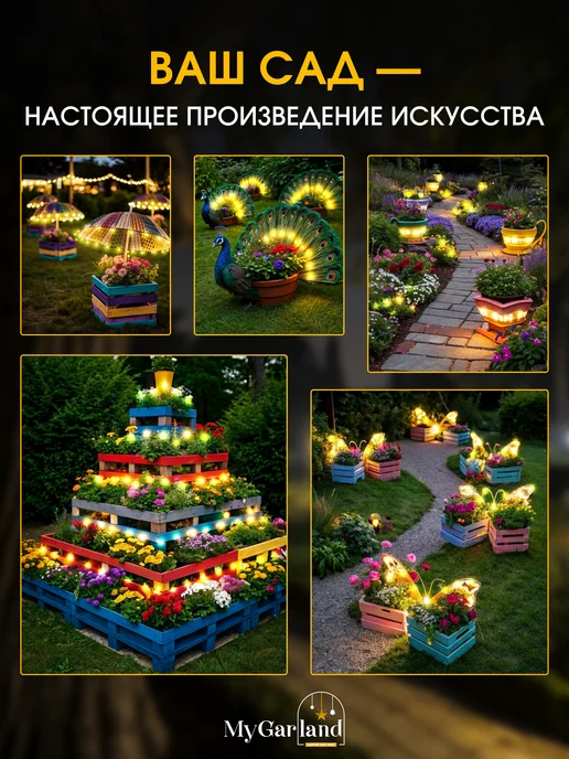 MyGarland Гирлянда уличная на солнечной батарее 6,5 м, 10 м, фото 3