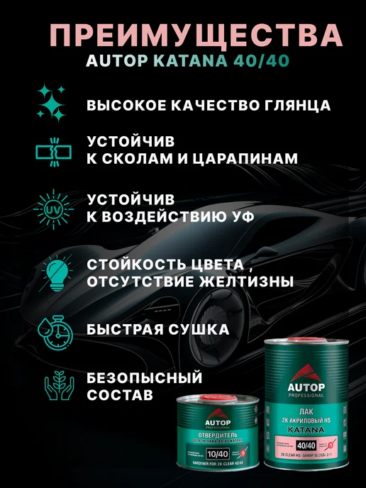 AUTOP PROFESSIONAL Лак автомобильный, HS 2K, акриловый, вариант, фото 2