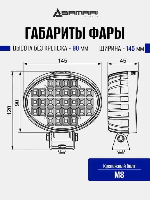 Samrai Lights Светодиодная фара рабочего света 32 Вт овальная (Flood), 32 Вт, фото 3