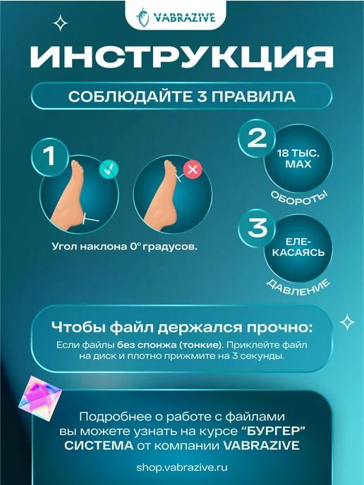 VABRAZIVE Набор сменных файлов на смарт диск для педикюра M, вариант, фото 8