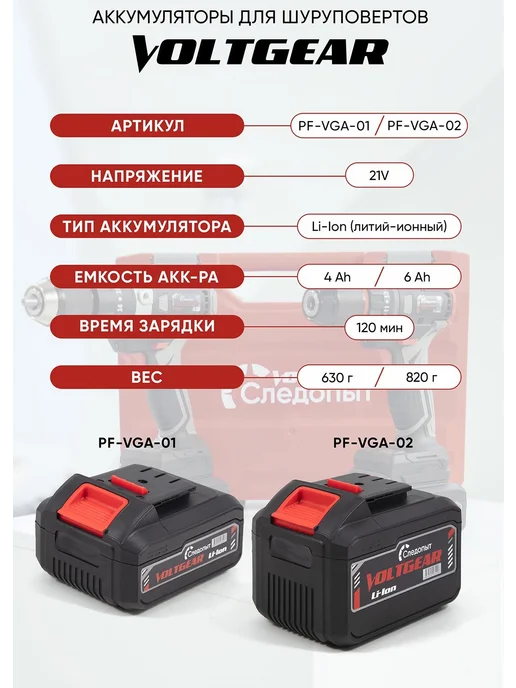 СЛЕДОПЫТ Шуруповерт VoltGear Compact 75Hm, 21V PF-VGC-75, вариант, фото 3