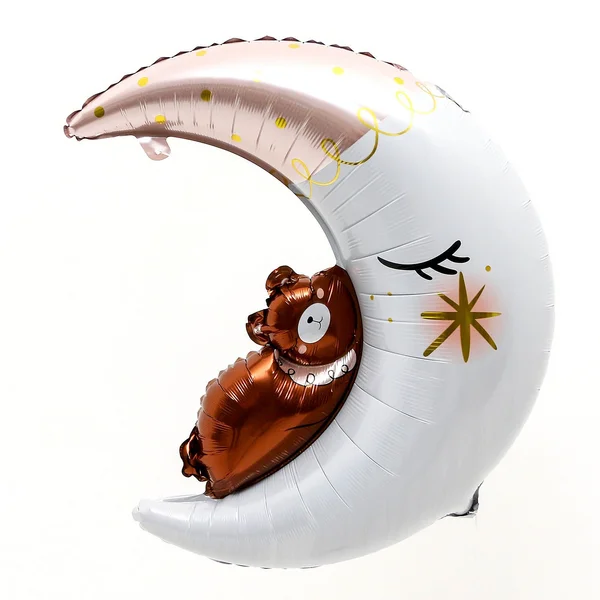 Шарики воздушные фольга "Луна с мишкой"
