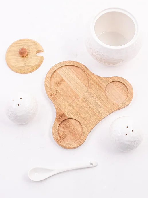 Набор для специй на подставке на стол с сахарницей - фото 7