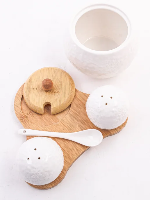 Набор для специй на подставке на стол с сахарницей - фото 8