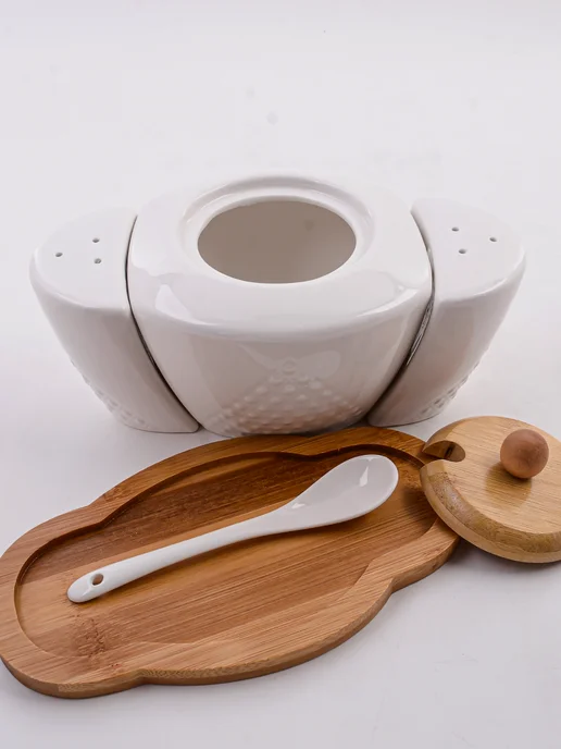 Набор для специй на подставке на стол с сахарницей - фото 5