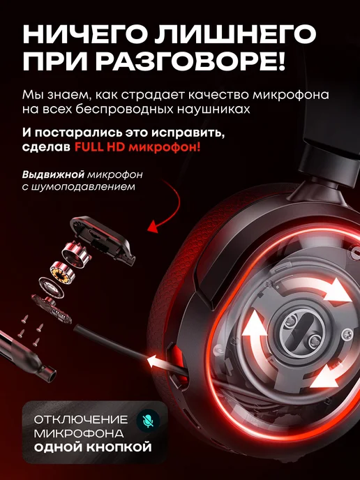 Hazex Наушники игровые беспроводные с микрофоном хейзекс 360, вариант, фото 4
