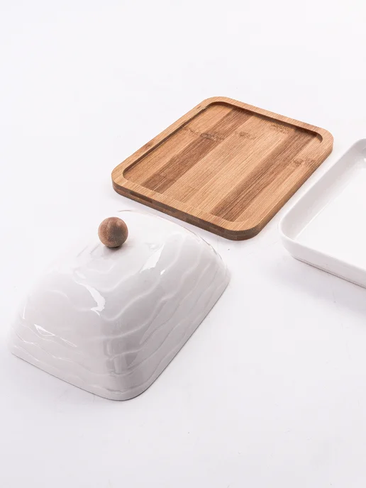 Масленка для сливочного масла с крышкой на подставке - фото 11