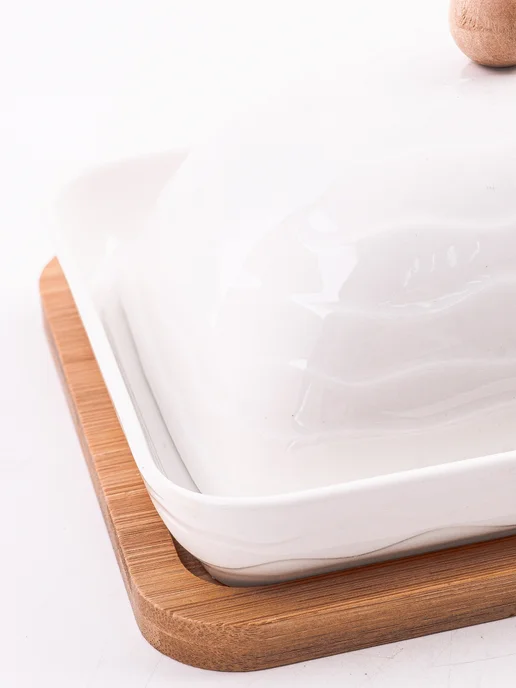 Масленка для сливочного масла с крышкой на подставке - фото 12