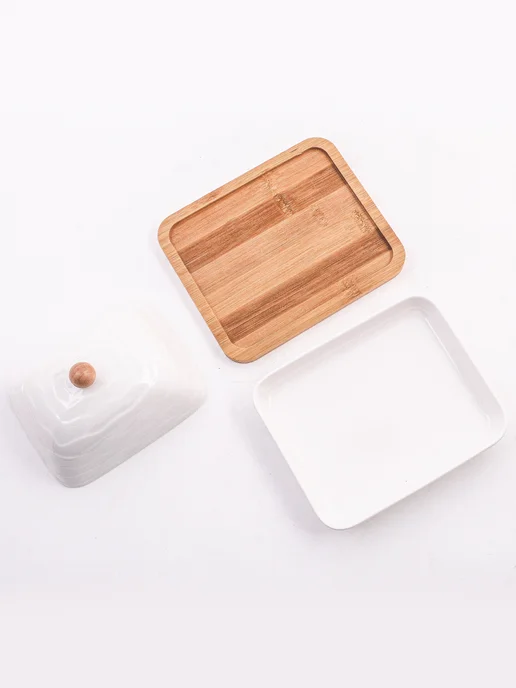 Масленка для сливочного масла с крышкой на подставке - фото 8