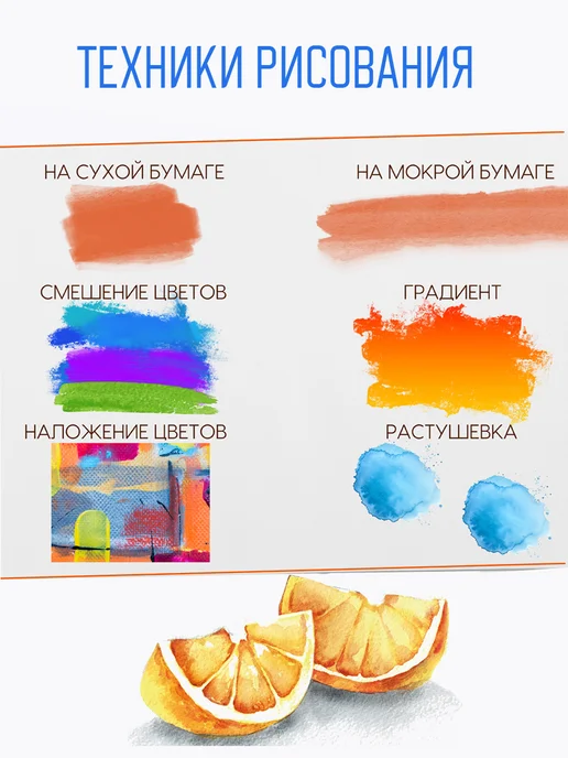 Orange Peel Маркеры акварельные для скетчинга и рисования 24 цвета, 24 цв., фото 6