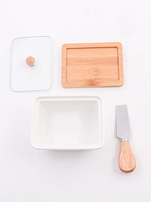 Масленка для сливочного масла с крышкой на подставке - фото 10