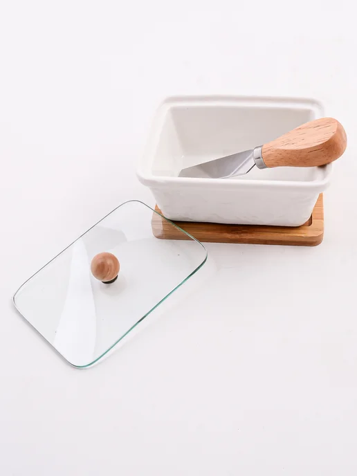 Масленка для сливочного масла с крышкой на подставке - фото 11