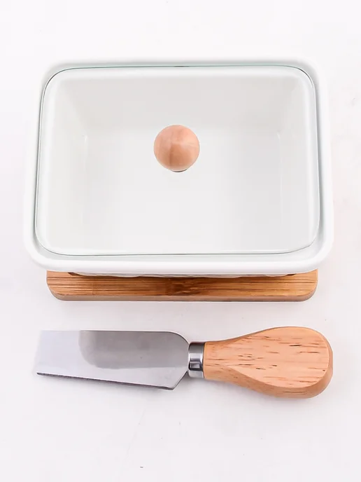 Масленка для сливочного масла с крышкой на подставке - фото 13