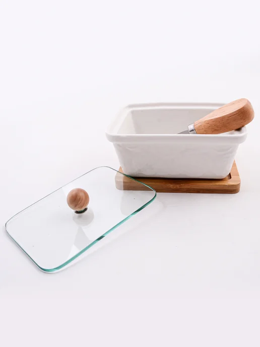 Масленка для сливочного масла с крышкой на подставке - фото 8