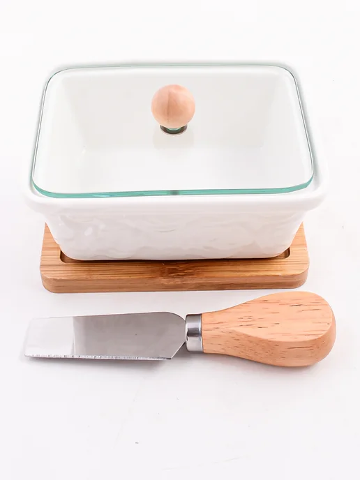 Масленка для сливочного масла с крышкой на подставке - фото 9