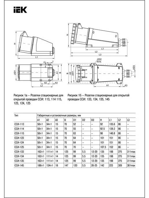 Iek Розетка стационарная ССИ-123 2P+PE 32А 200-250В, вариант, фото 2
