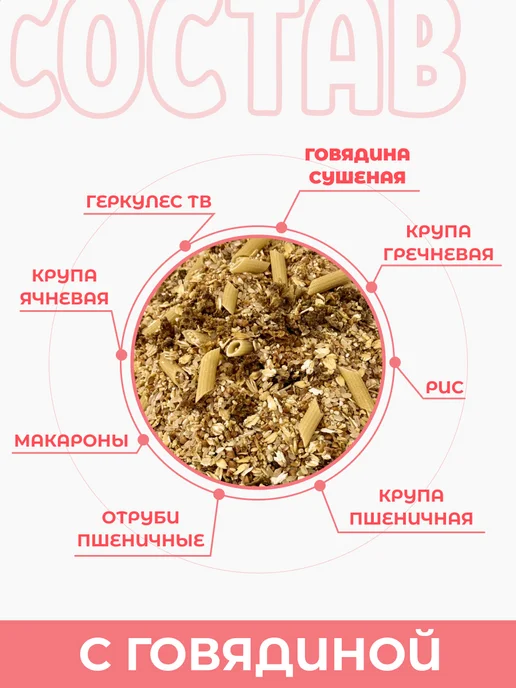 Натуральная каша для собак, с макаронами, с Говядиной, фото 2