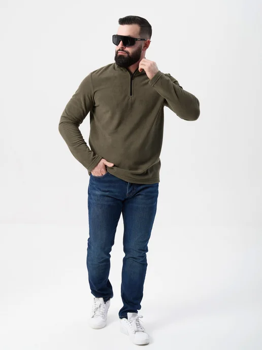 PIVOVAROFF WEAR Флисовая кофта на молнии зип толстовка, зеленый, фото 2