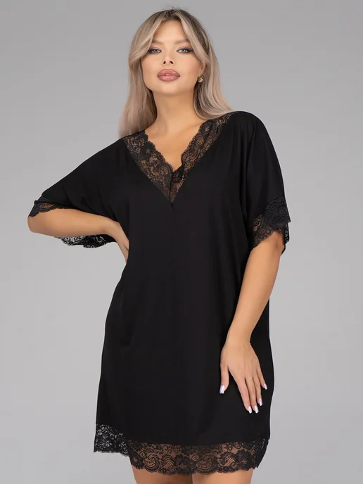 LikeStyle Ночная сорочка-туника женская, черный, фото 8