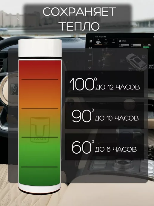 Tank Сенсорный термос с датчиком температуры Танк, белый, фото 4