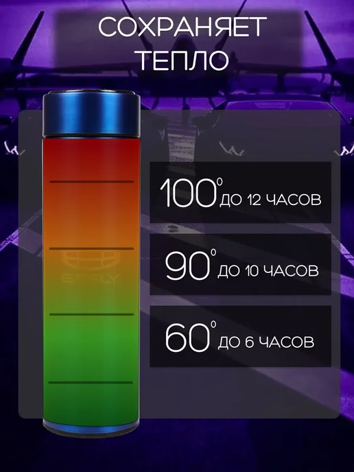 GEELY Сенсорный термос с датчиком температуры Джили, синий, фото 4