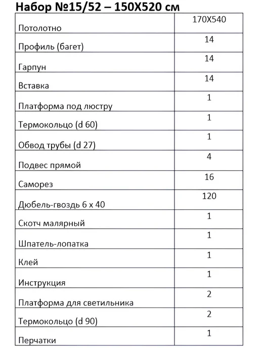 Потолочный папа Натяжной потолок 380 х 400 см комплект сатиновый без нагрева, 150x520 см, фото 5