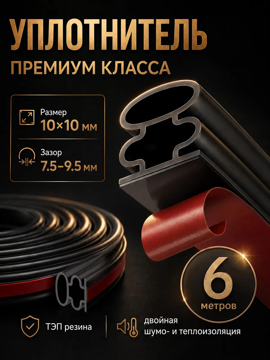 Самоклеящийся уплотнитель для дверей 10*10мм утеплитель