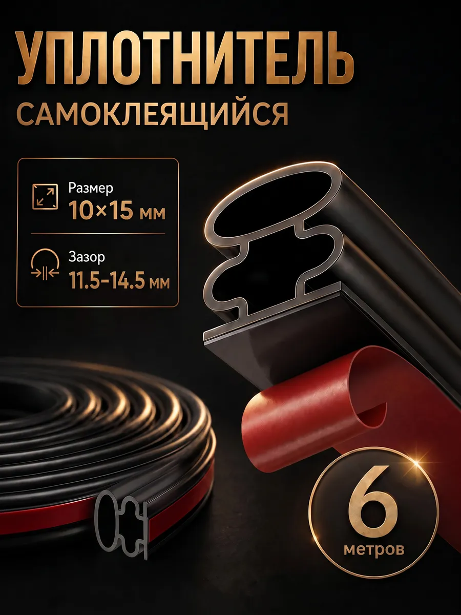 Самоклеящийся уплотнитель для дверей 10*15 утеплитель