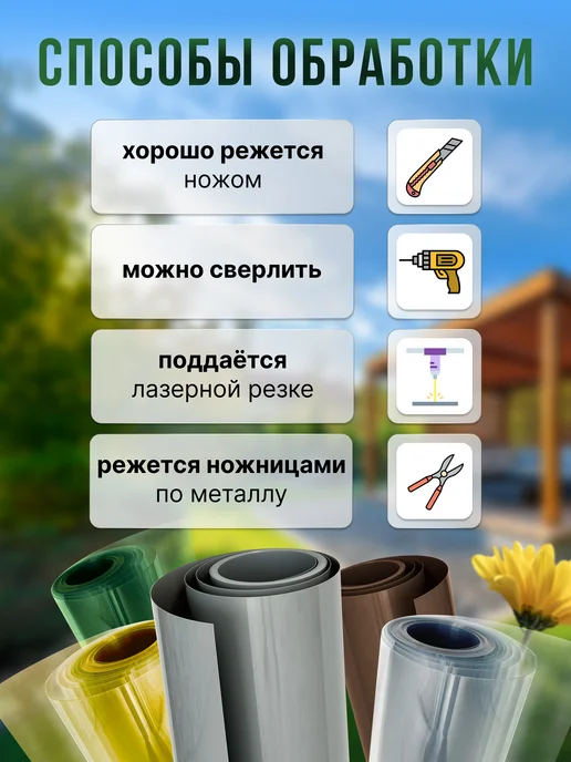 Монтажка ПЭТ лист монолитный прозрачный в рулоне 0,3 мм - 6 метров, вариант, фото 5