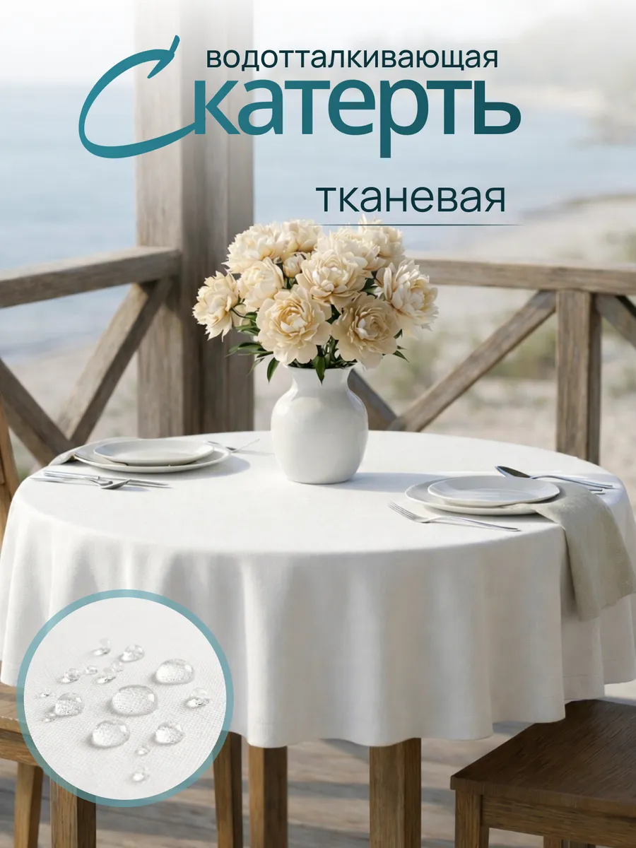 Скатерть круглая водоотталкивающая диаметр 140
