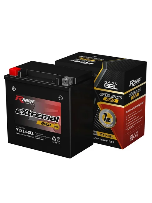 RDrive Гелевый мото аккумулятор YTX14-BS 12V 14Ah 12В 14Ач EPS1214, вариант, фото 2