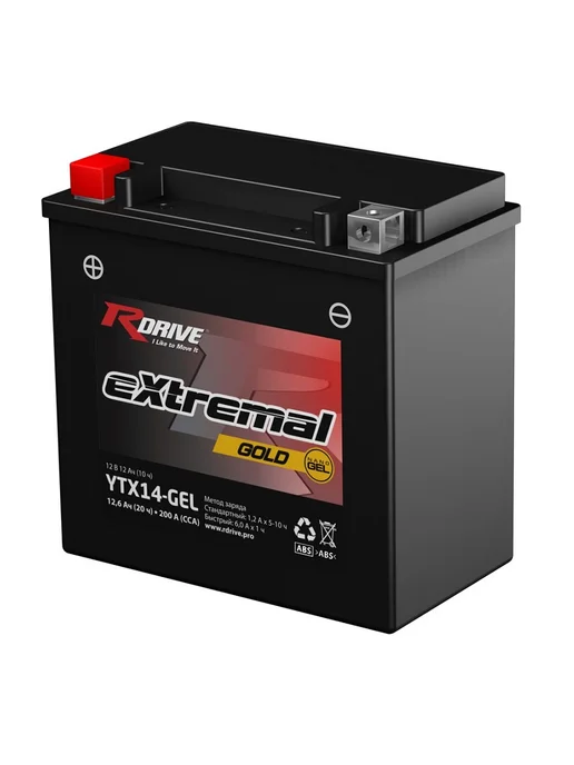 RDrive Гелевый мото аккумулятор YTX14-BS 12V 14Ah 12В 14Ач EPS1214, вариант, фото 3