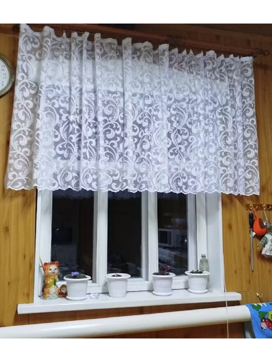 Тюль короткий , с тесьмой 80х200 см Милена
