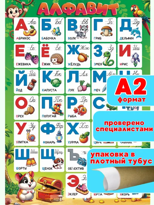 ИП Дзус Обучающий плакат Алфавит русский на стену в школу детям, вариант, фото 4