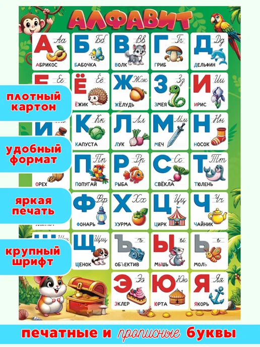 ИП Дзус Обучающий плакат Алфавит русский на стену в школу детям, вариант, фото 6