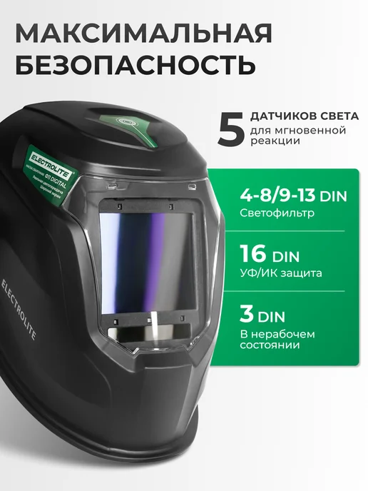 ELECTROLITE Маска для сварки Ф11 DIGITAL VISION хамелеон, черный, фото 2