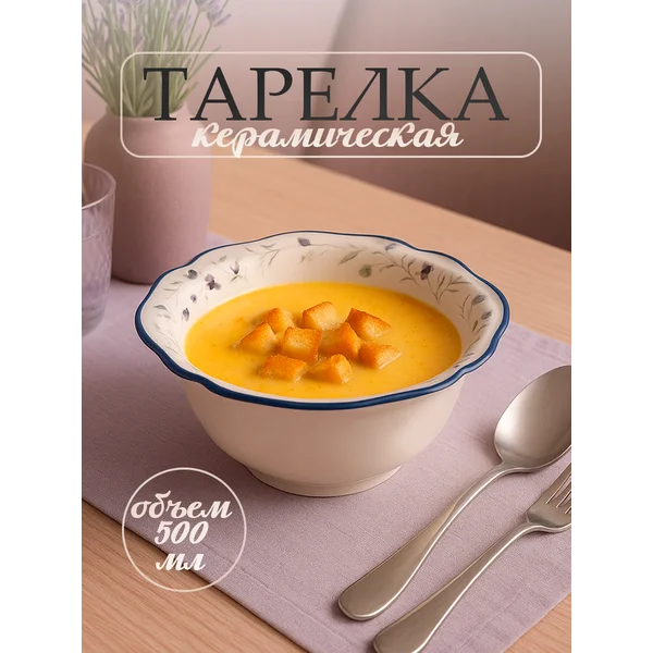 Тарелка глубокая суповая для сервировки и подачи 500 мл