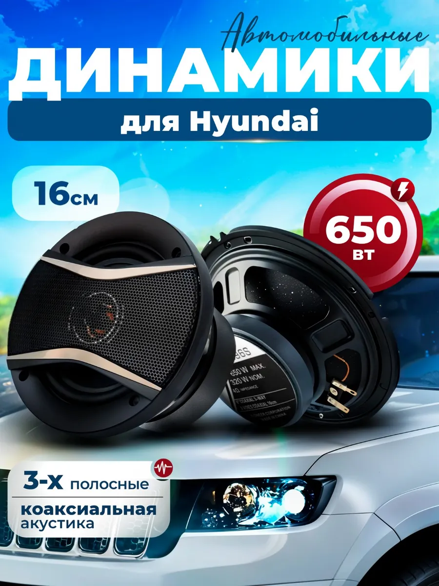 Динамики для Хендай/ Колонки круглые 650 Вт, 16 см