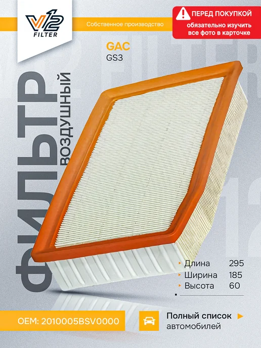 V12 Воздушный фильтр GAC GS3, 2010005BSV0000, вариант