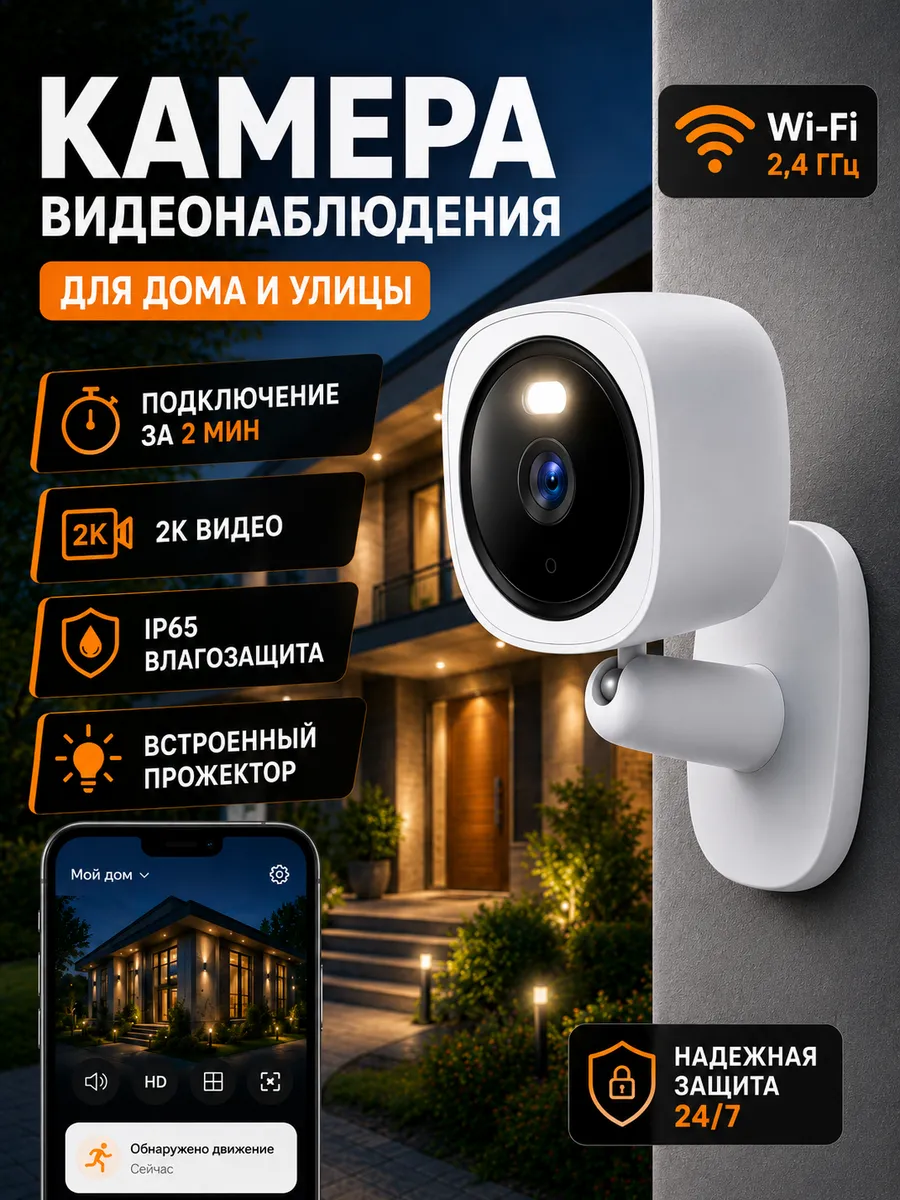 Камера видеонаблюдения для дома и улицы wi-fi