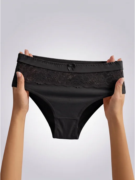 Cult me underwear Трусы слипы набор 3 шт хлопковые кружевные, 3 шт, фото 3