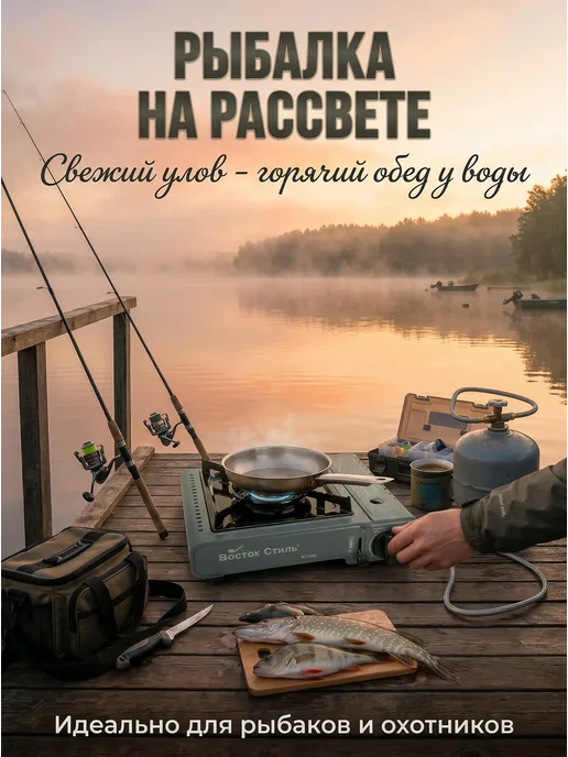 Плита Гриль туристический походный с пьезоподжигом, черный, фото 2