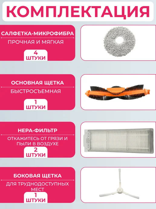 MIJIA Набор аксессуаров для пылесоса Self-Cleaning Robot 2, 4 шт, фото 3